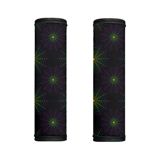 Purple And Green Spider Web Print Handle Covers