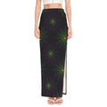 Purple And Green Spider Web Print High Slit Maxi Skirt