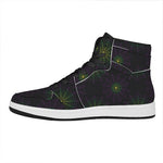 Purple And Green Spider Web Print High Top Leather Sneakers