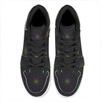 Purple And Green Spider Web Print High Top Leather Sneakers