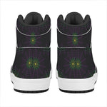 Purple And Green Spider Web Print High Top Leather Sneakers