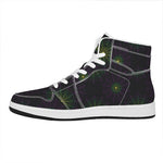 Purple And Green Spider Web Print High Top Leather Sneakers