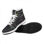 Purple And Green Spider Web Print High Top Leather Sneakers