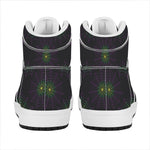 Purple And Green Spider Web Print High Top Leather Sneakers