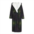 Purple And Green Spider Web Print Hooded Bathrobe
