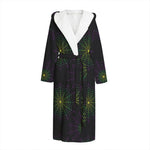 Purple And Green Spider Web Print Hooded Bathrobe
