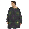 Purple And Green Spider Web Print Hoodie Blanket