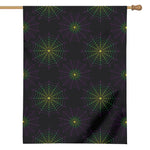 Purple And Green Spider Web Print House Flag