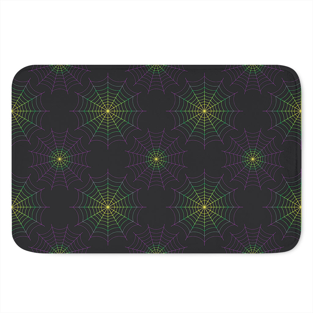 Purple And Green Spider Web Print Indoor Door Mat