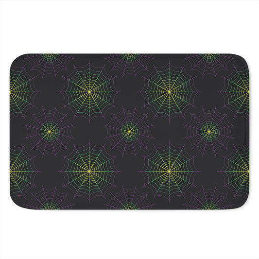 Purple And Green Spider Web Print Indoor Door Mat