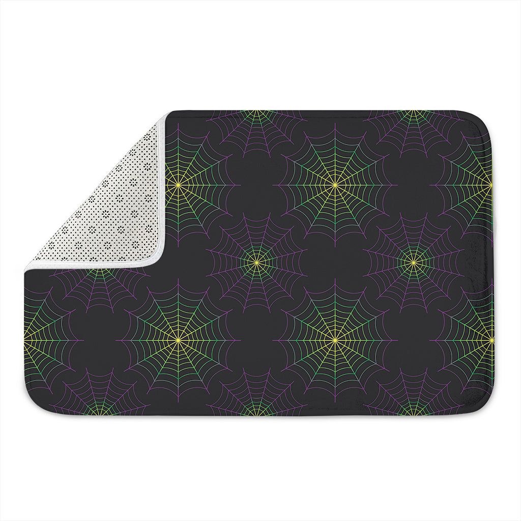 Purple And Green Spider Web Print Indoor Door Mat