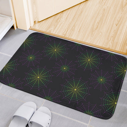 Purple And Green Spider Web Print Indoor Door Mat
