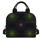 Purple And Green Spider Web Print Insulated Lunch Bag