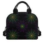 Purple And Green Spider Web Print Insulated Lunch Bag
