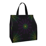 Purple And Green Spider Web Print Insulated Lunch Tote