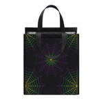 Purple And Green Spider Web Print Insulated Lunch Tote