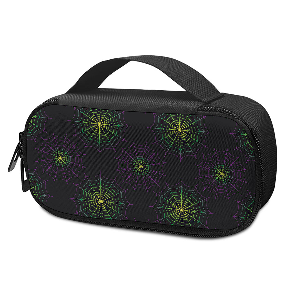 Purple And Green Spider Web Print Insulin Cooler Travel Case