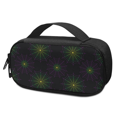 Purple And Green Spider Web Print Insulin Cooler Travel Case