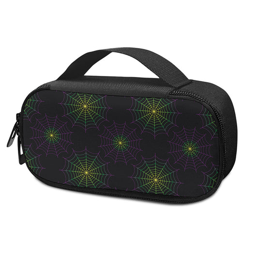 Purple And Green Spider Web Print Insulin Cooler Travel Case