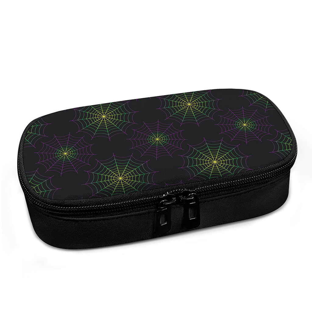 Purple And Green Spider Web Print Insulin Cooler Travel Case