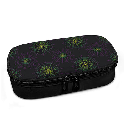 Purple And Green Spider Web Print Insulin Cooler Travel Case