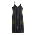 Purple And Green Spider Web Print Jersey Midi Cami Dress