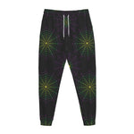 Purple And Green Spider Web Print Jogger Pants