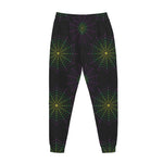 Purple And Green Spider Web Print Jogger Pants