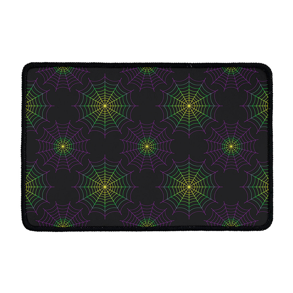 Purple And Green Spider Web Print Kitchen Mat