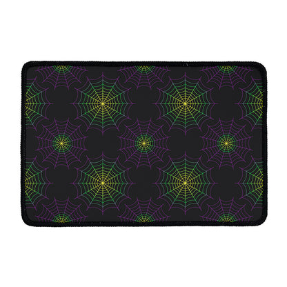 Purple And Green Spider Web Print Kitchen Mat