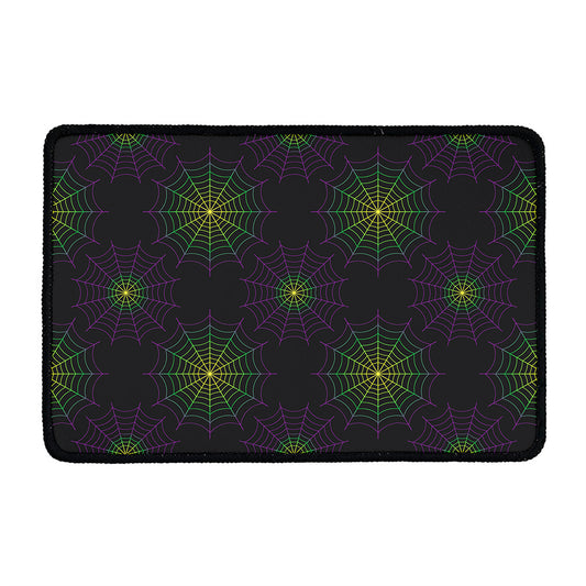 Purple And Green Spider Web Print Kitchen Mat