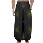 Purple And Green Spider Web Print Lantern Pants