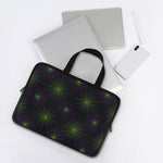Purple And Green Spider Web Print Laptop Sleeve With Handle