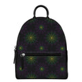 Purple And Green Spider Web Print Leather Backpack
