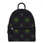 Purple And Green Spider Web Print Leather Backpack
