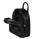 Purple And Green Spider Web Print Leather Backpack