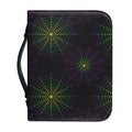 Purple And Green Spider Web Print Leather Bible Cover