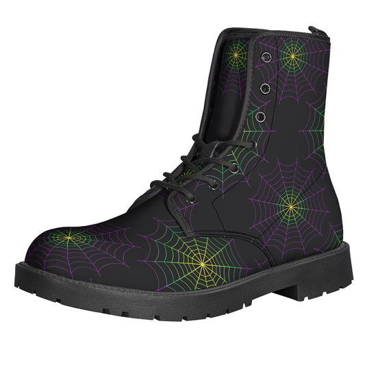 Purple And Green Spider Web Print Backpack