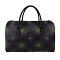 Purple And Green Spider Web Print Leather Duffel Bag