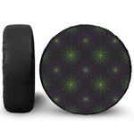 Purple And Green Spider Web Print Leather Spare Tire Cover