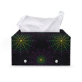 Purple And Green Spider Web Print Leather Tissue Box Cover