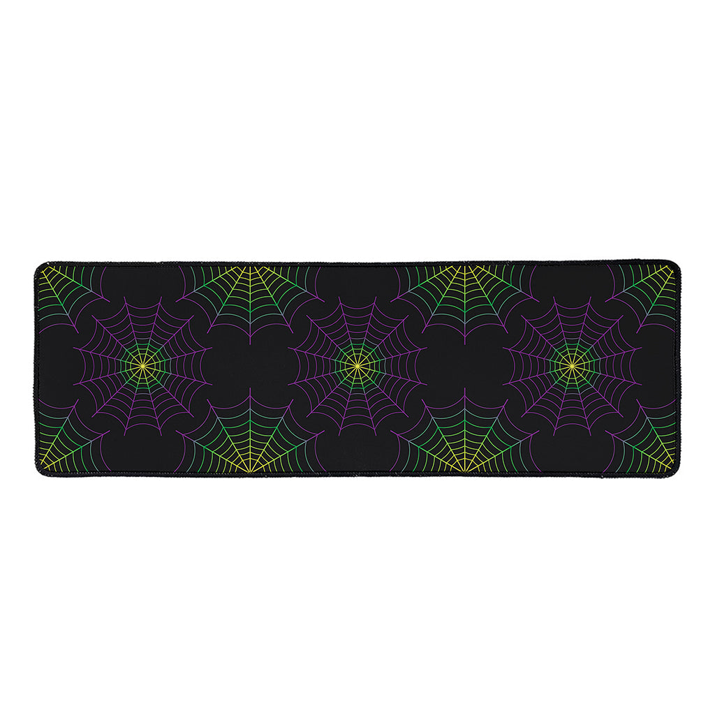 Purple And Green Spider Web Print Long Kitchen Mat