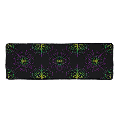Purple And Green Spider Web Print Long Kitchen Mat