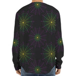 Purple And Green Spider Web Print Long Sleeve Baseball Jersey