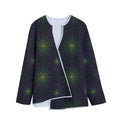 Purple And Green Spider Web Print Long Sleeve Short Coat
