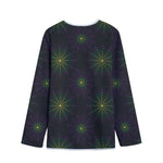 Purple And Green Spider Web Print Long Sleeve Short Coat