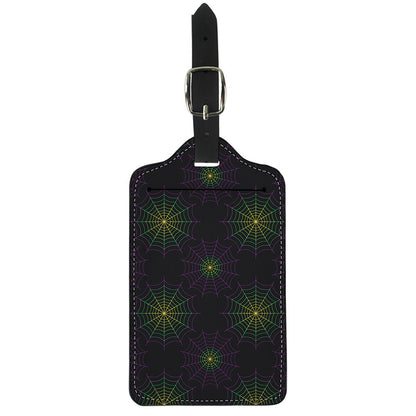 Purple And Green Spider Web Print Luggage Tag