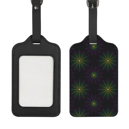 Purple And Green Spider Web Print Luggage Tag