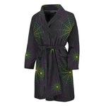 Purple And Green Spider Web Print Men's Bathrobe