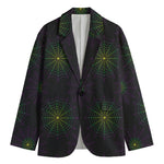 Purple And Green Spider Web Print Men's Blazer